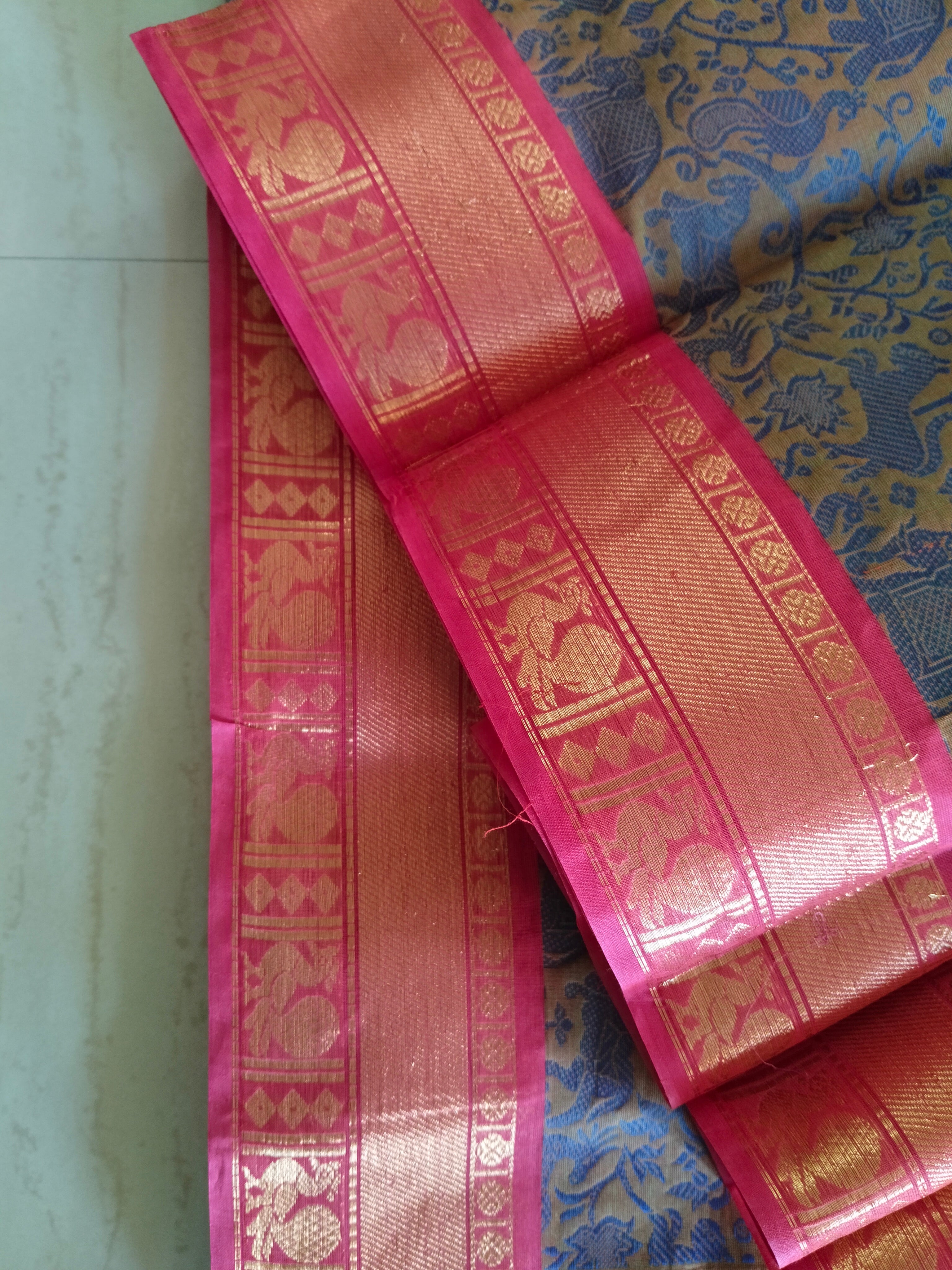 Cotton Vanasingaram saree with red zari border