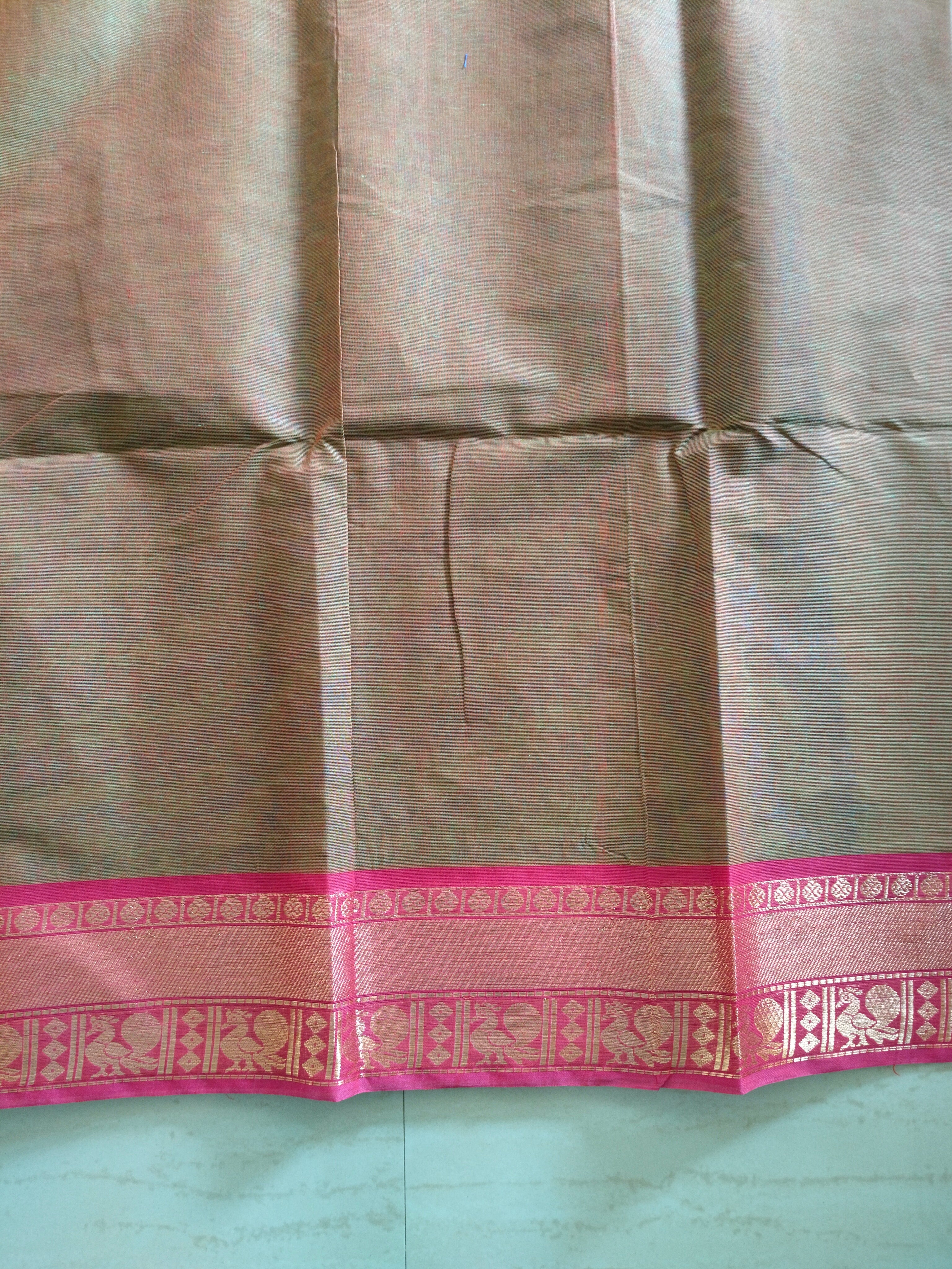 Cotton Vanasingaram saree with red zari border