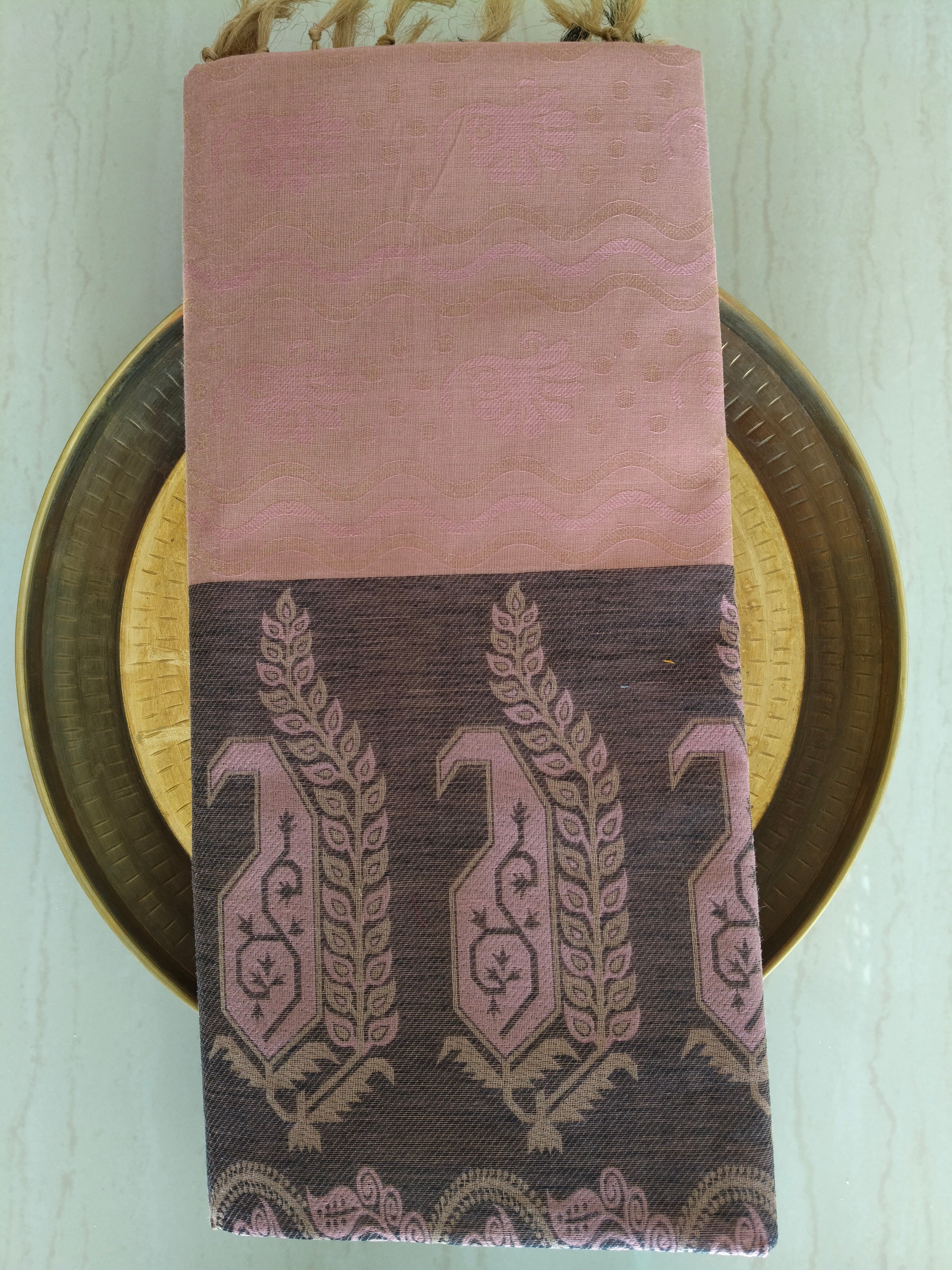 Onion pink cotton saree