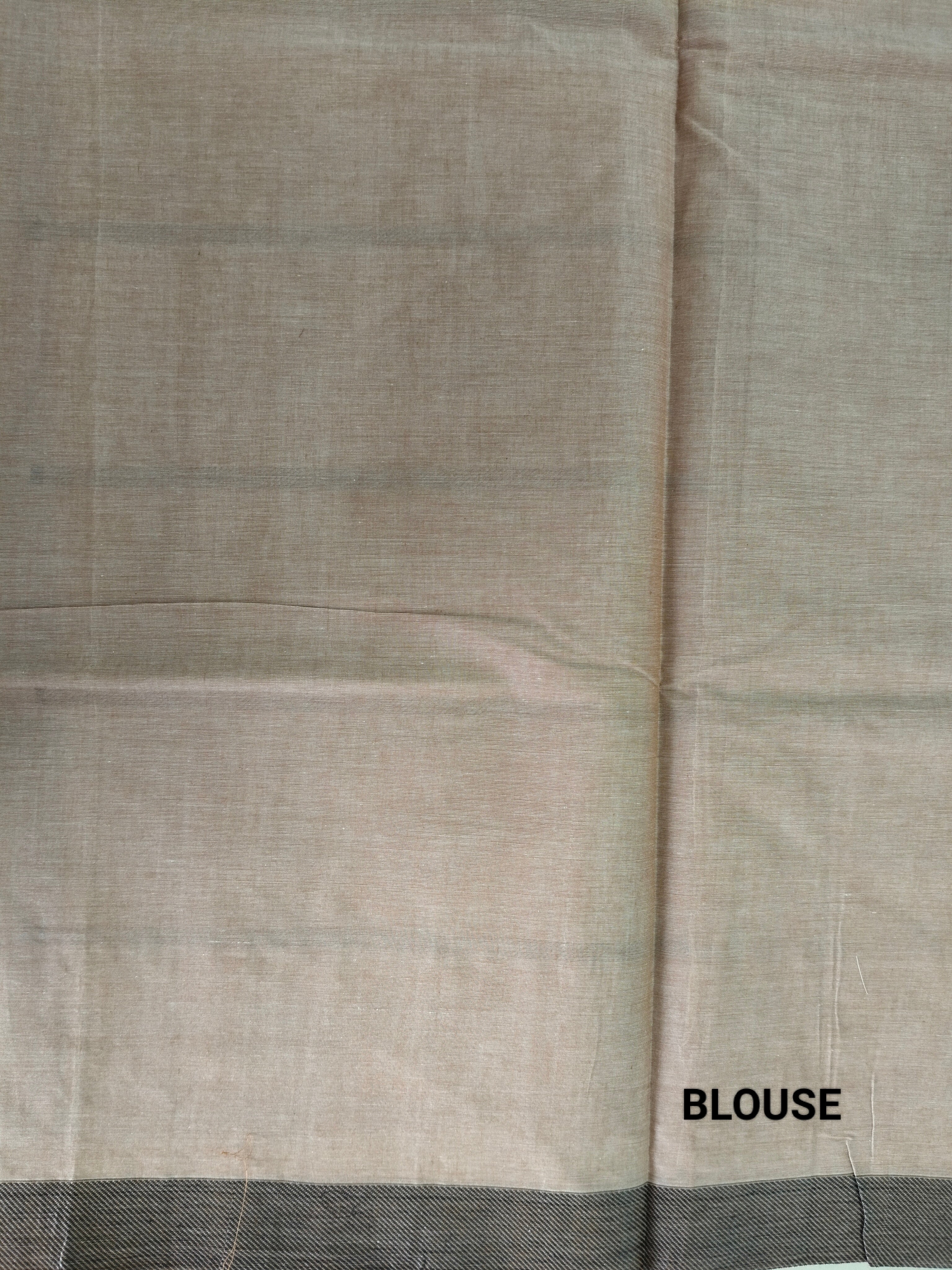 Latte beige checked cotton saree