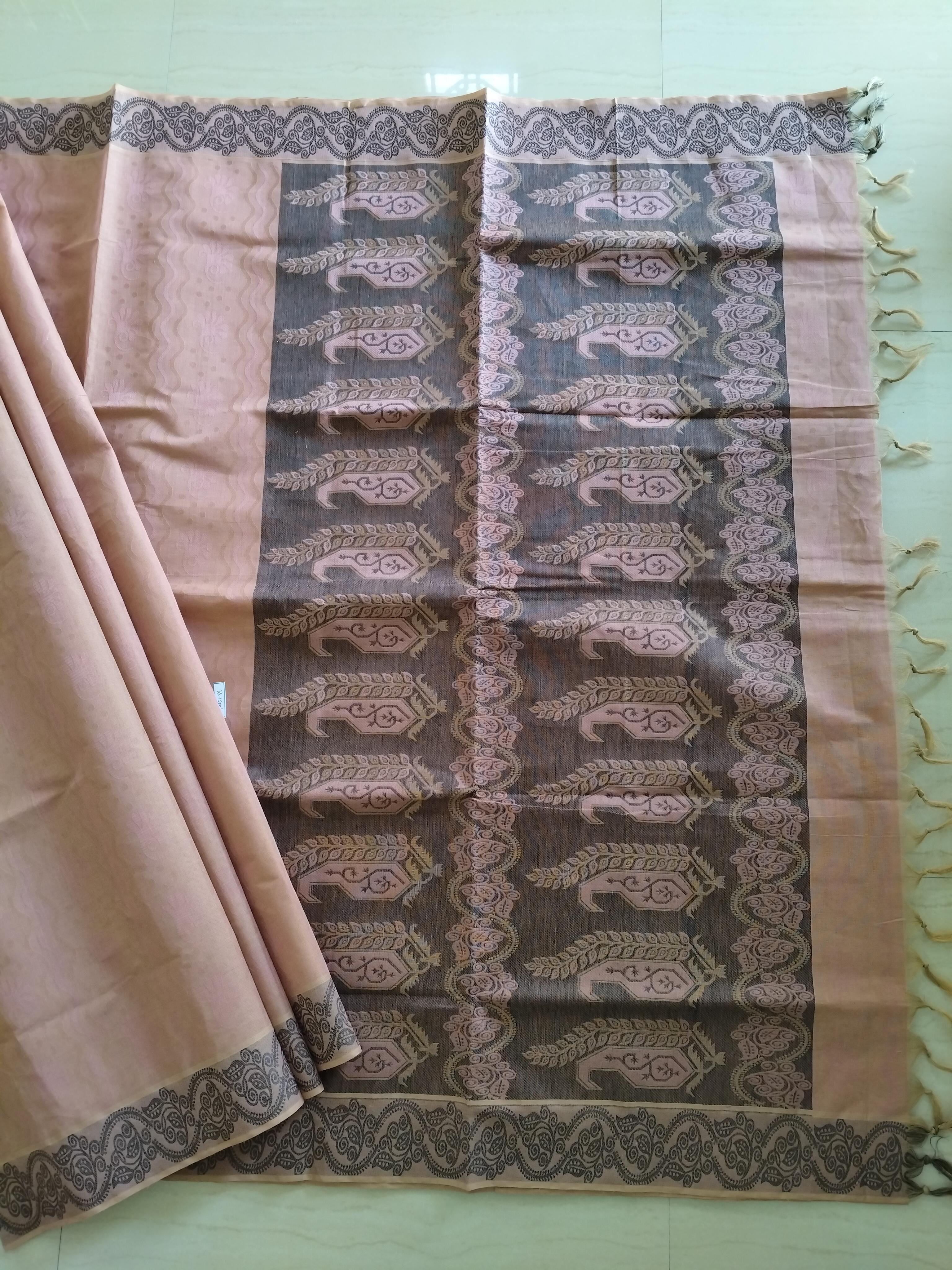 Onion pink cotton saree