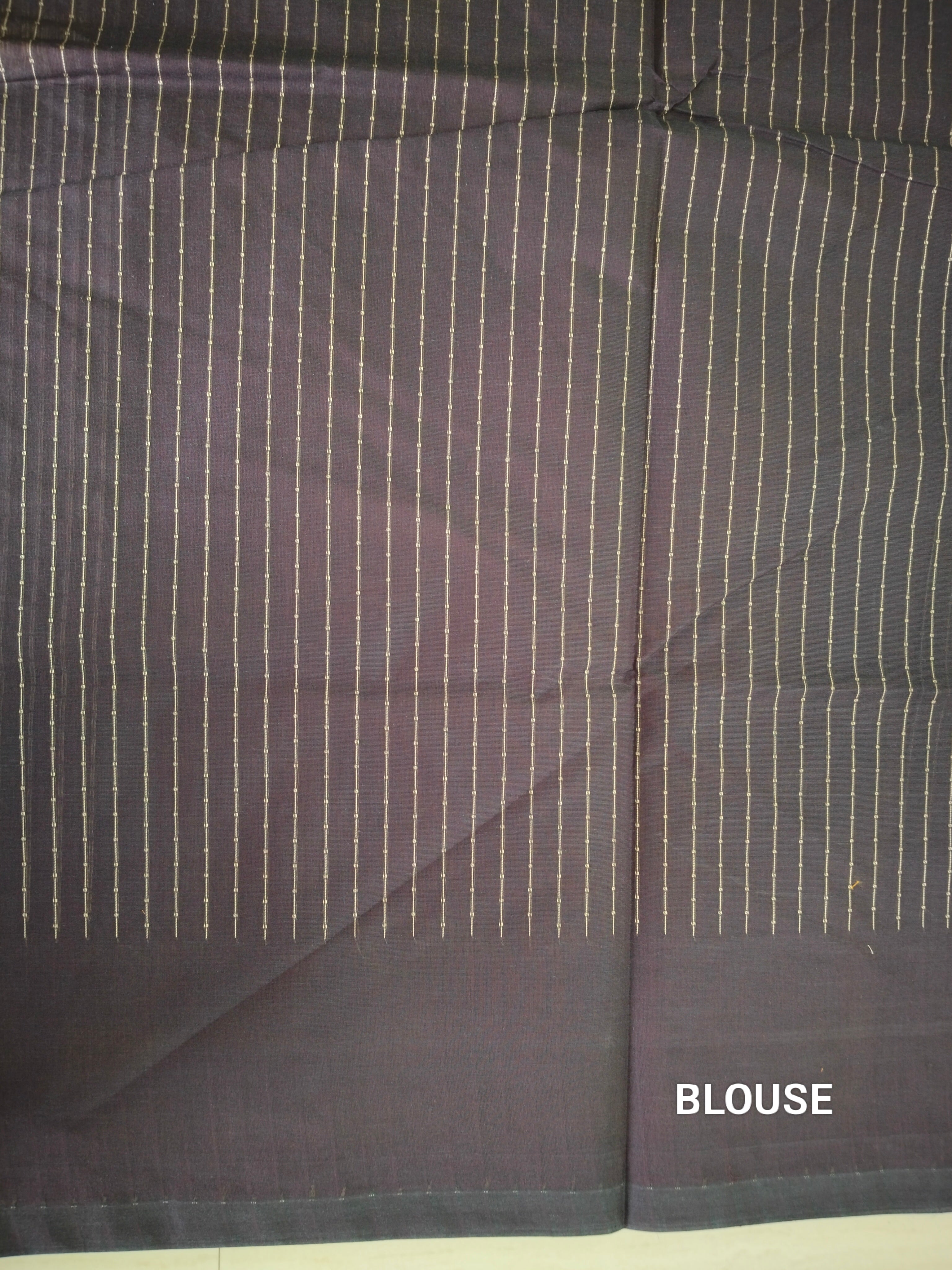 Coffee brown cotton saree with white vertical thread embroidery & rudhrashams in the border
