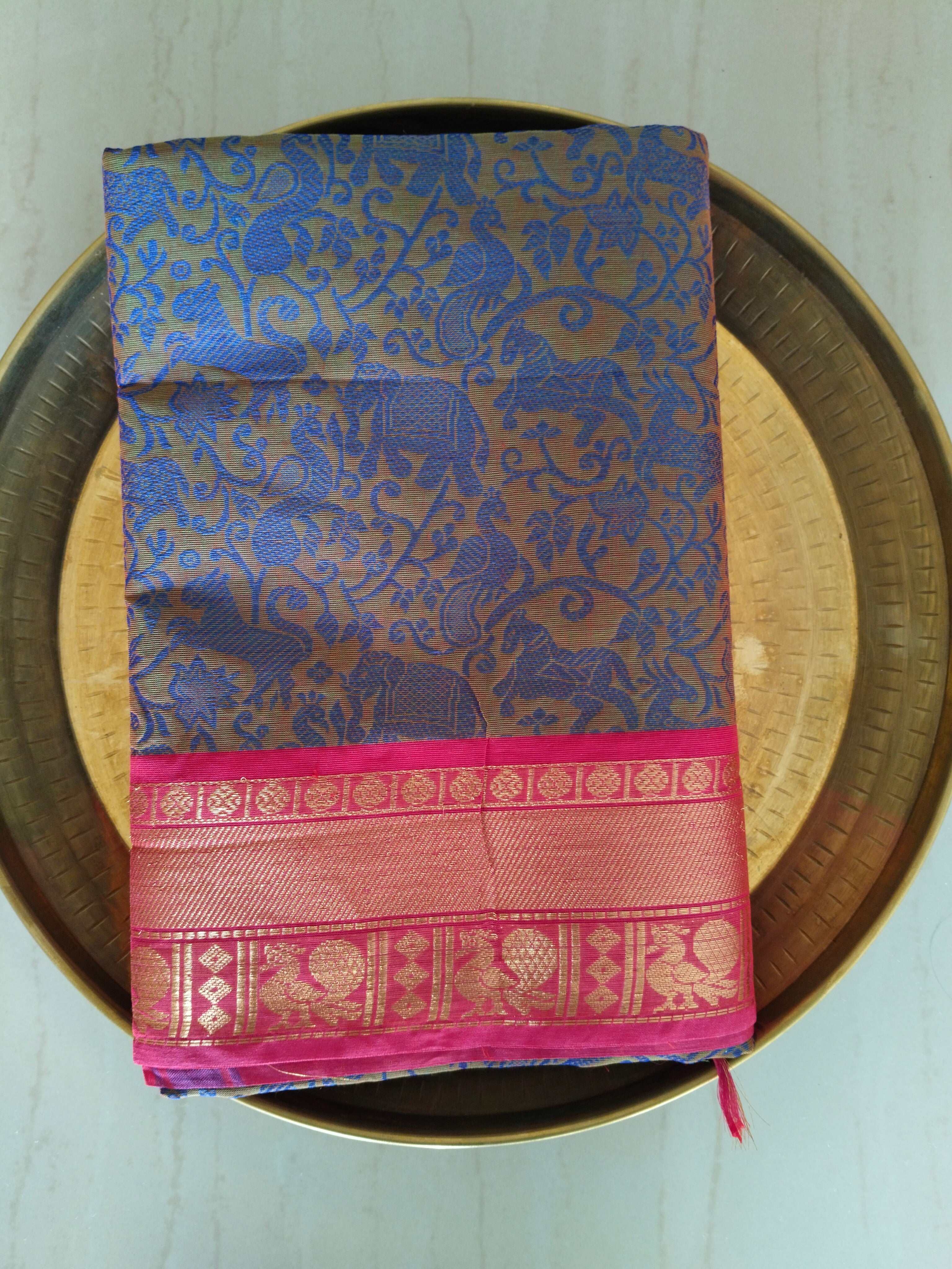 Cotton Vanasingaram saree with red zari border