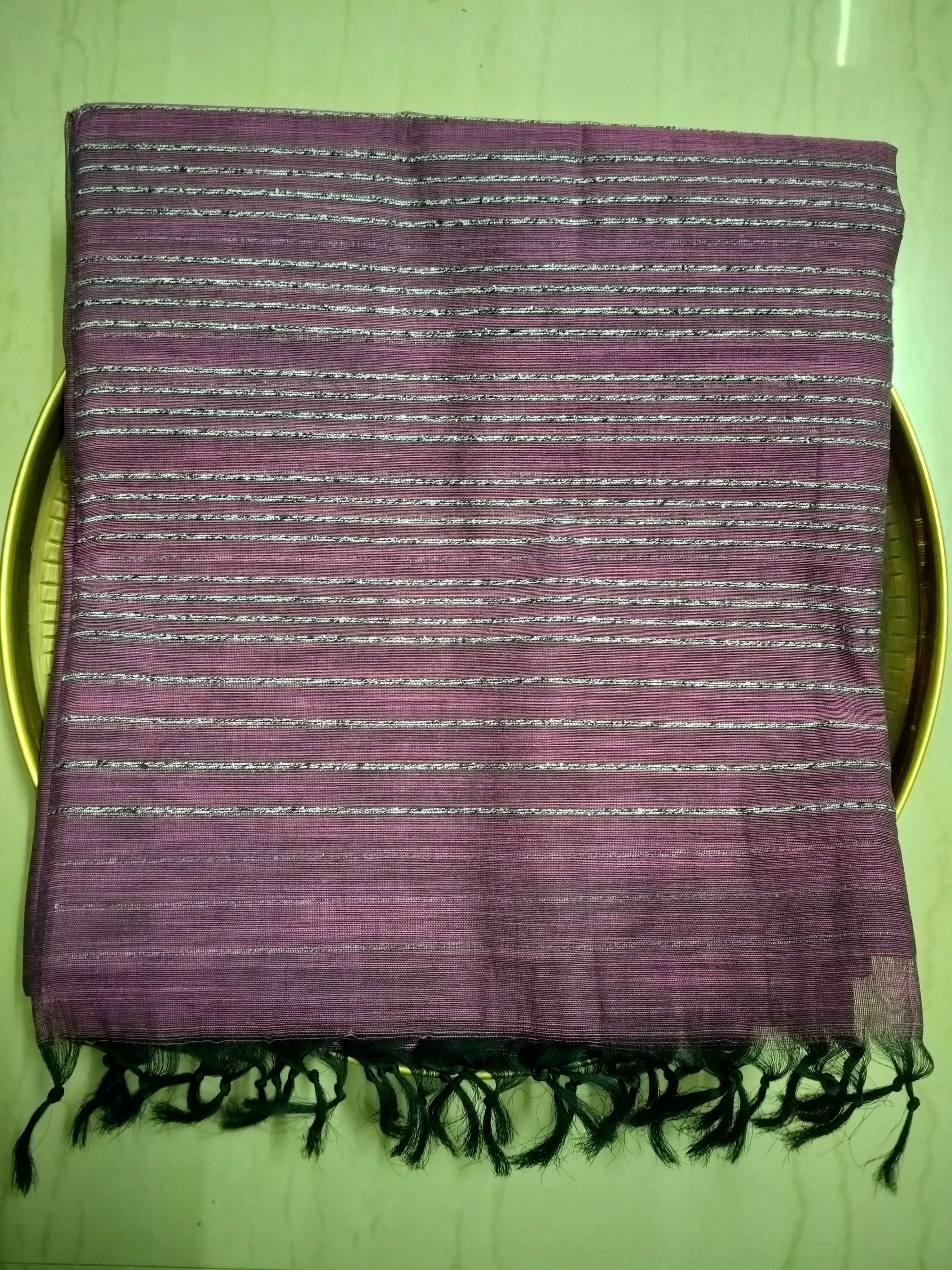Deep purple plain jute saree