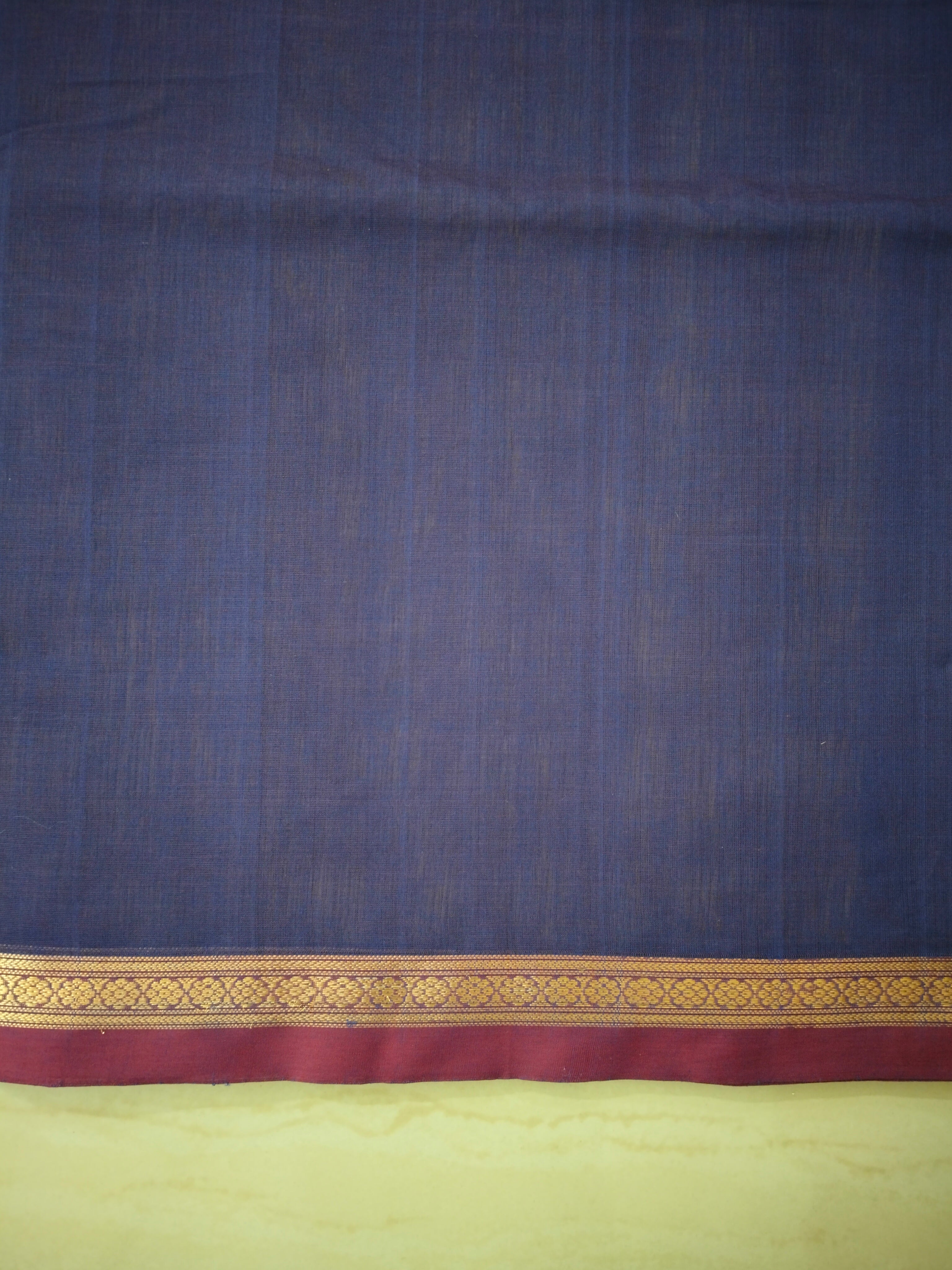 Blue golden zari cotton saree with small buttas & grand pallu