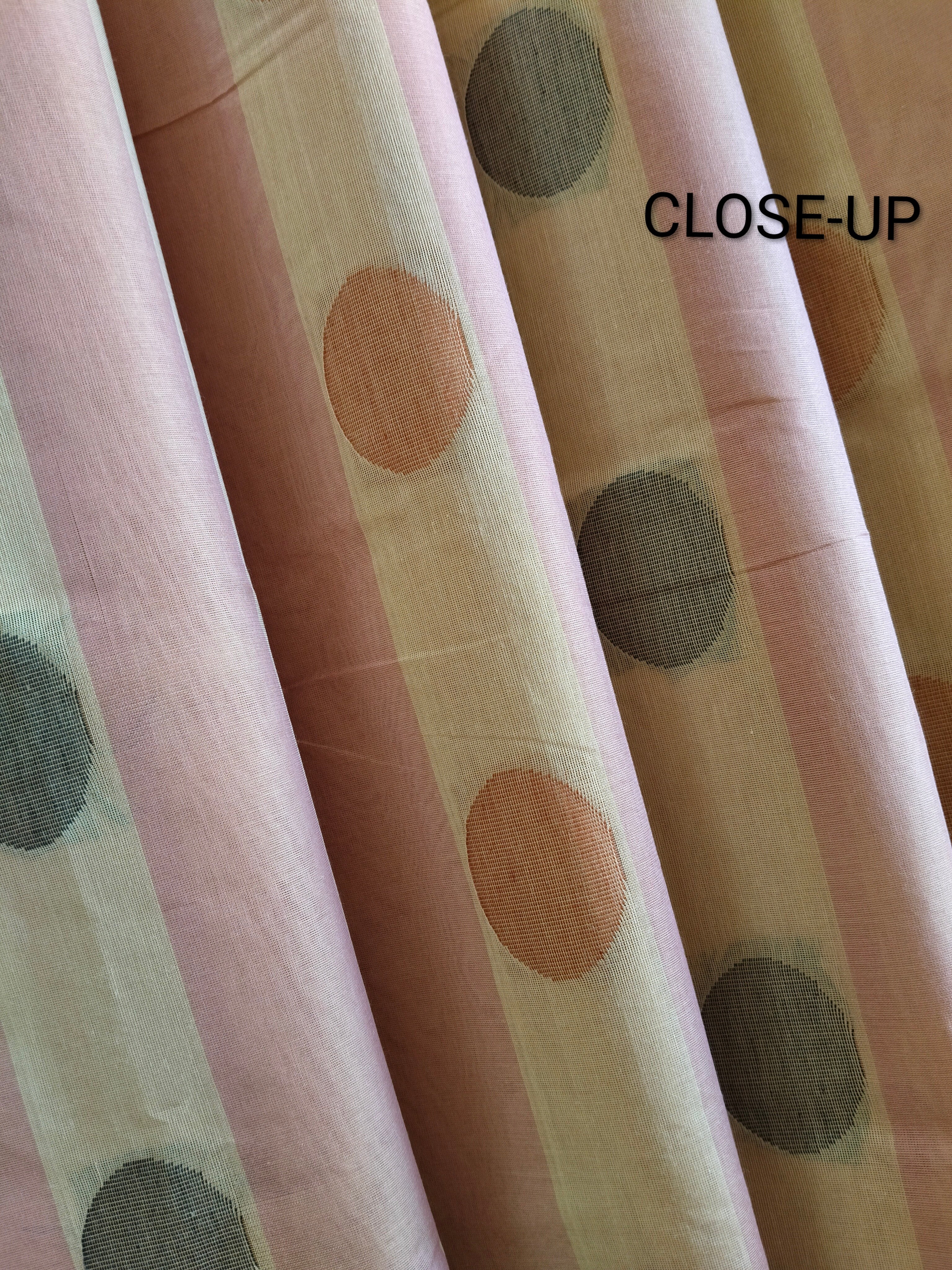 Beige and Nude pink cotton saree with buttas