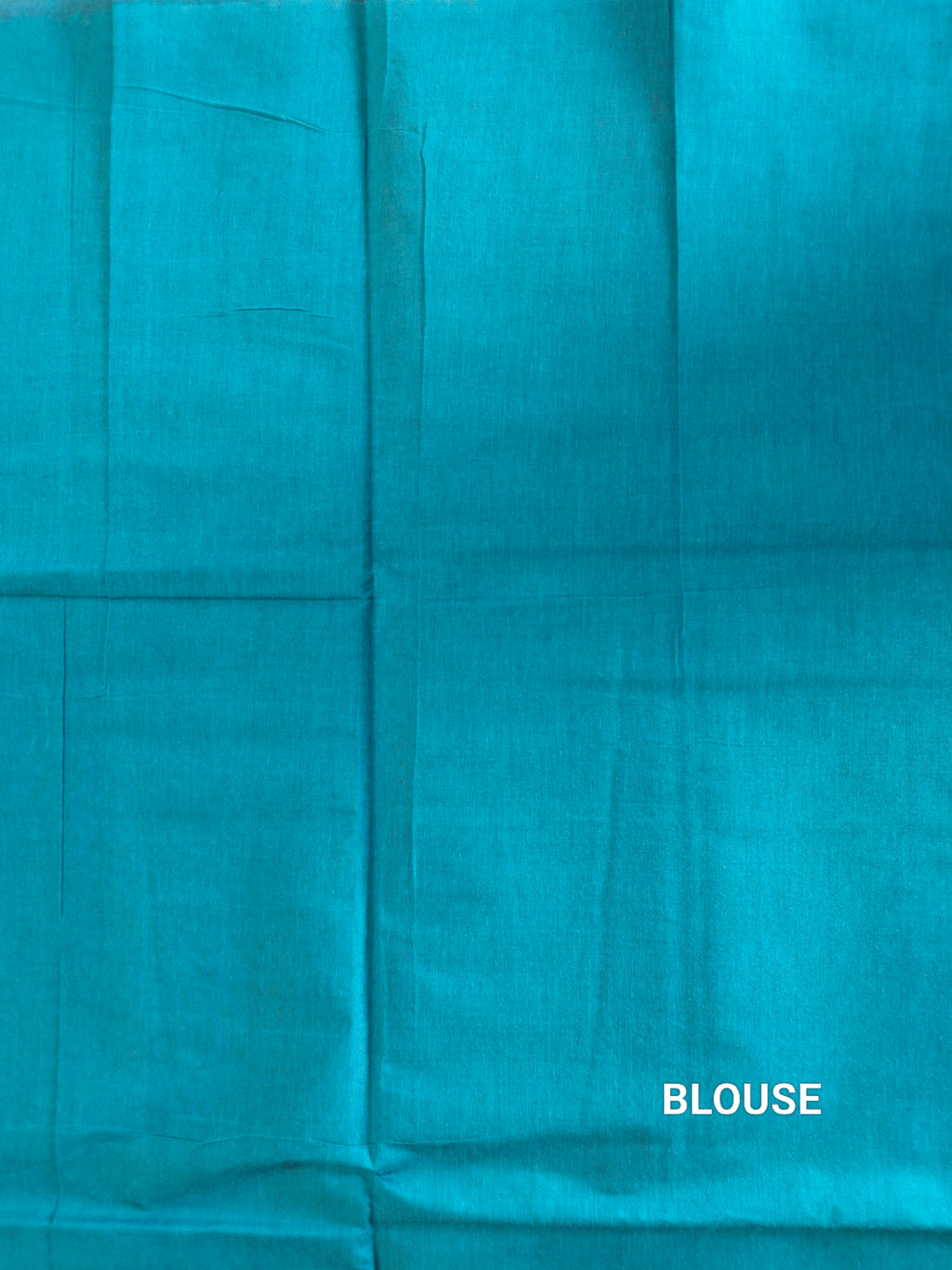 Blue cotton saree with silver & copper zari buttas
