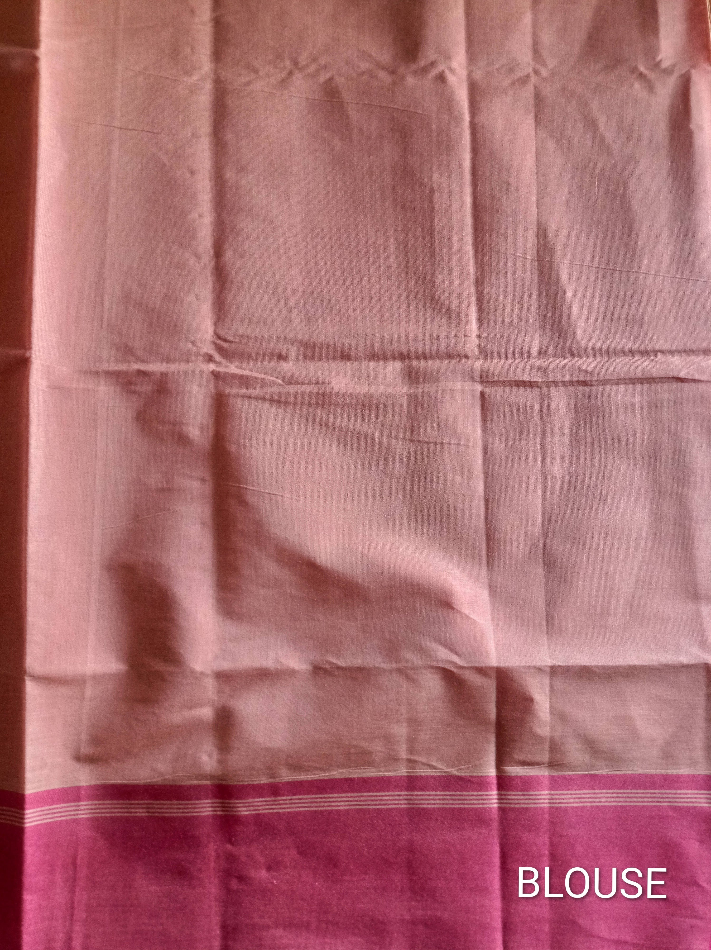 Tart orange cotton saree with beige pallu