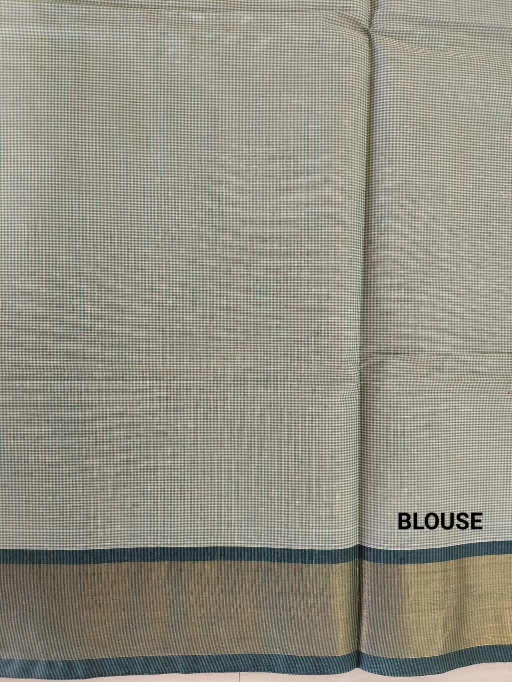 Green podi kattam & bisque beige cotton saree with zari border