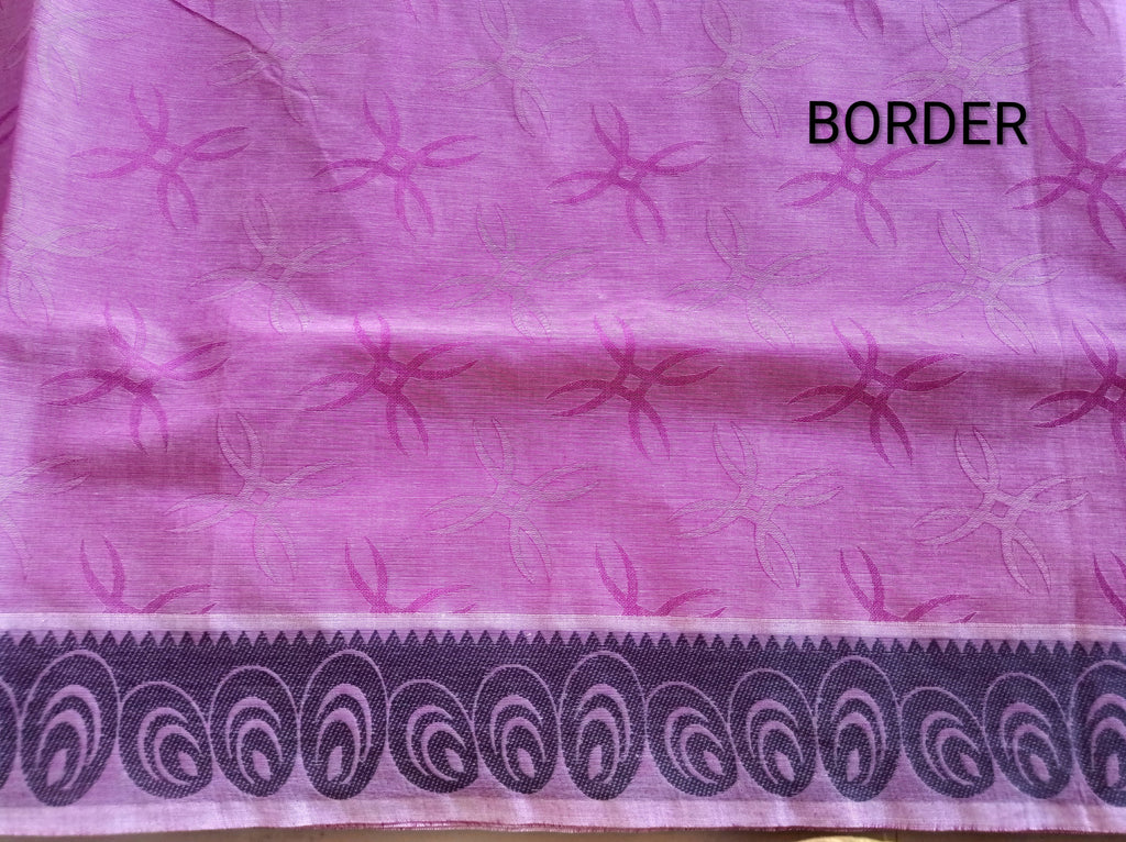 Pink cotton saree in black thread work