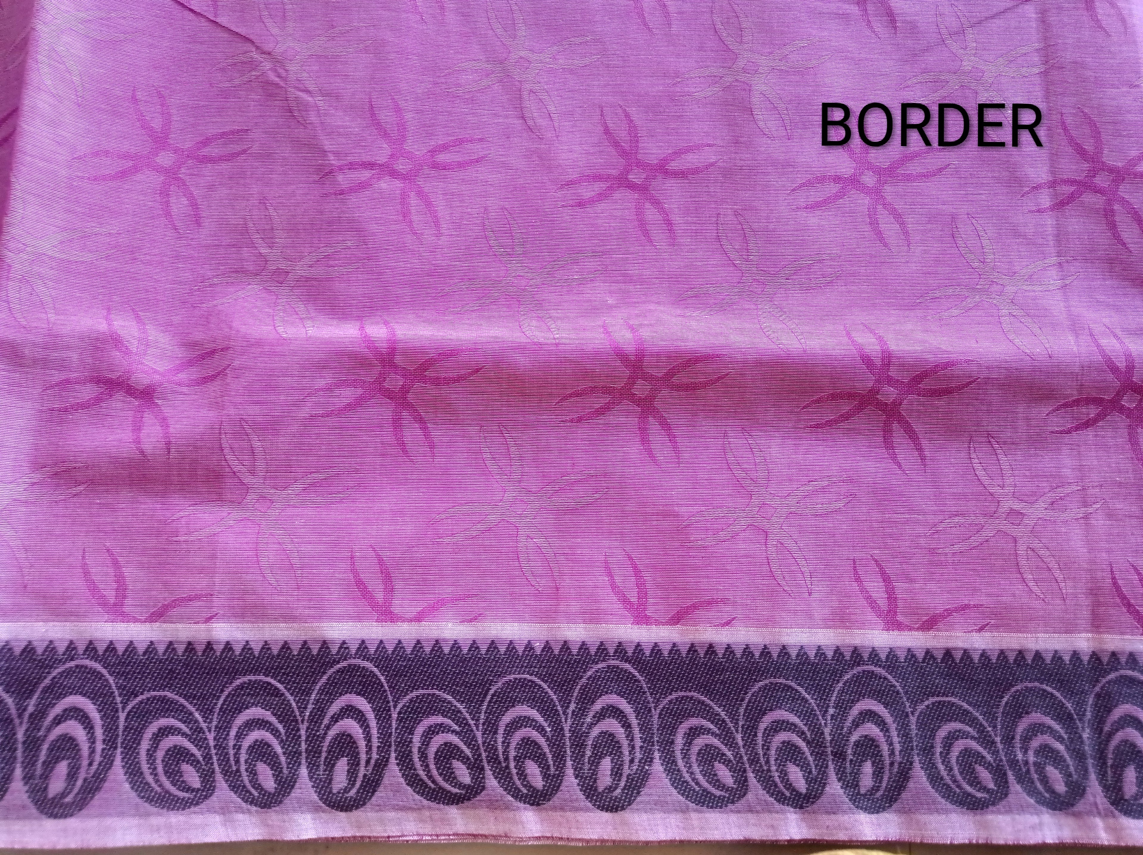 Pink cotton saree in black thread work