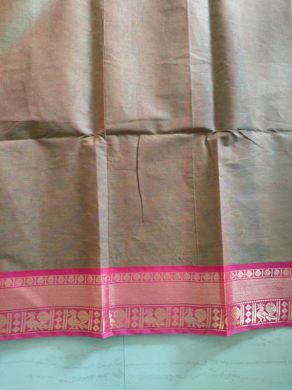 Cotton Vanasingaram saree with red zari border