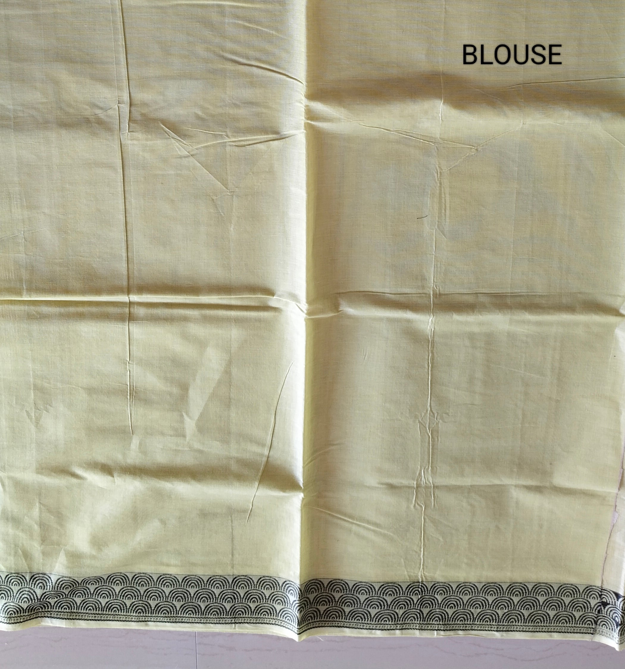 Lime cream cotton saree with thread buttas