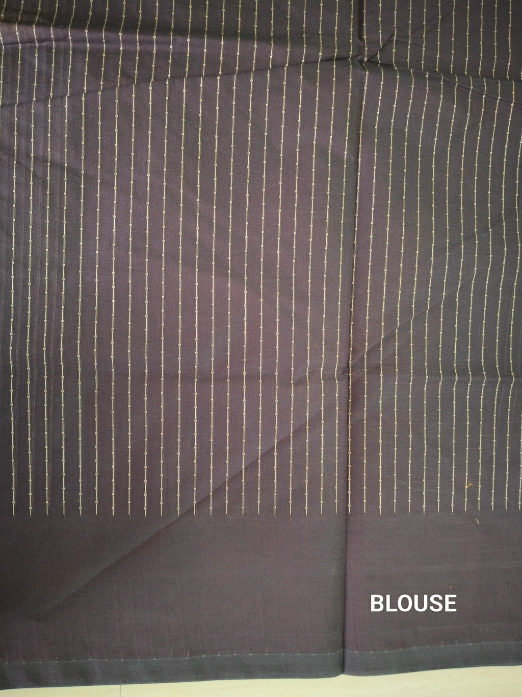 Coffee brown cotton saree with white vertical thread embroidery & rudhrashams in the border