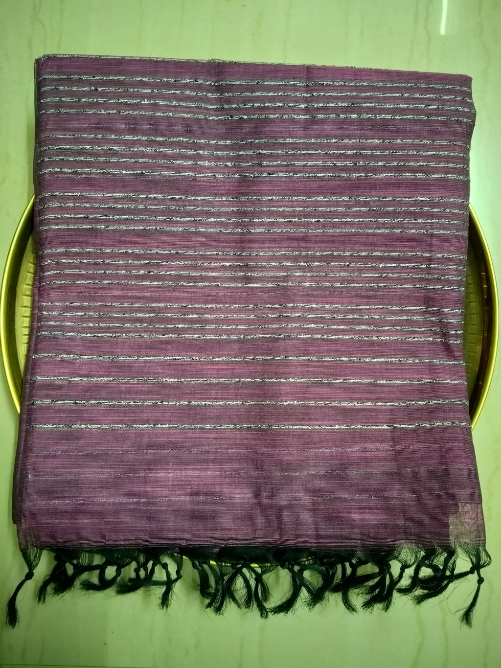Deep purple plain jute saree