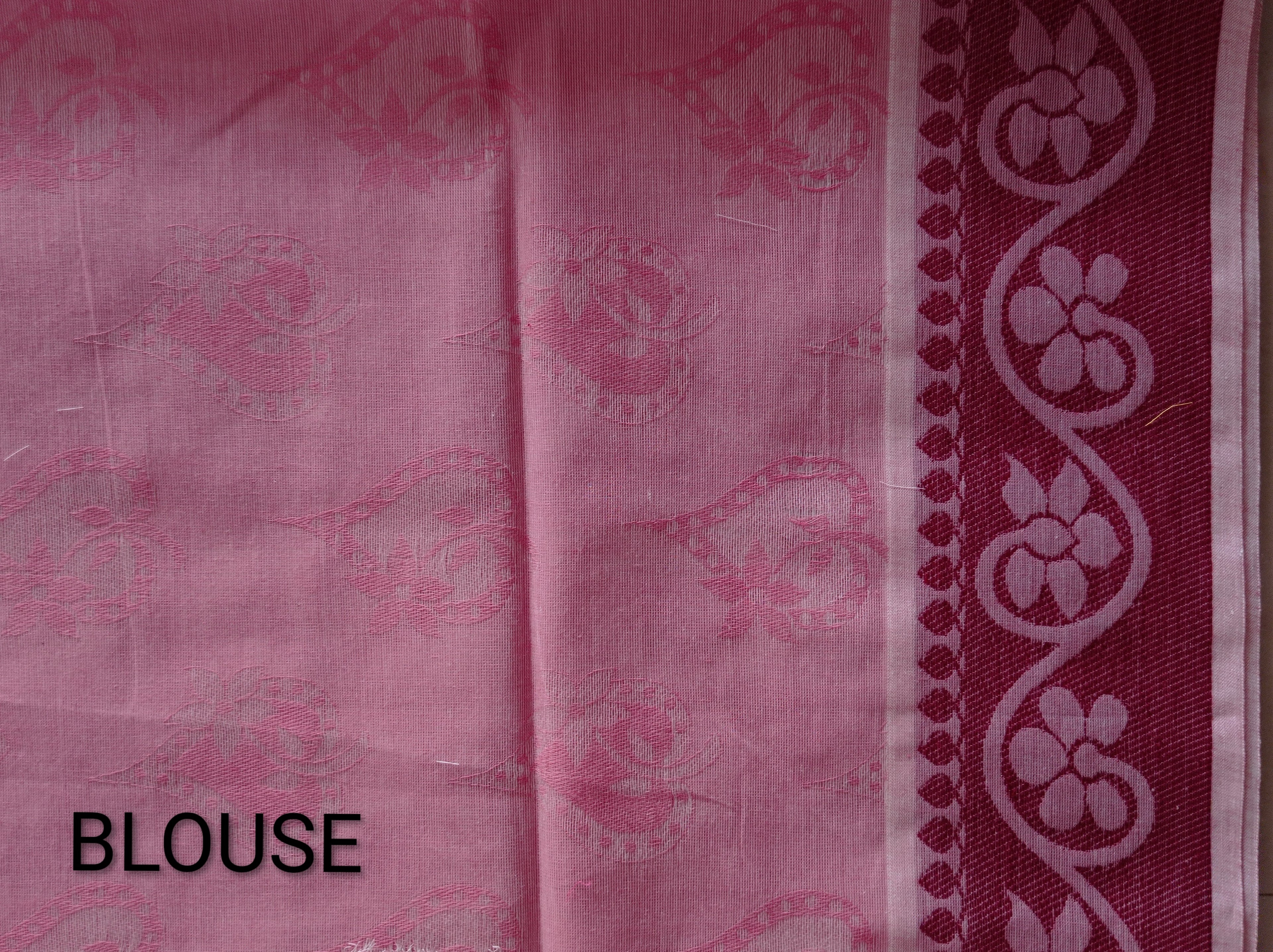 Congo red cotton saree with Maroon thread work