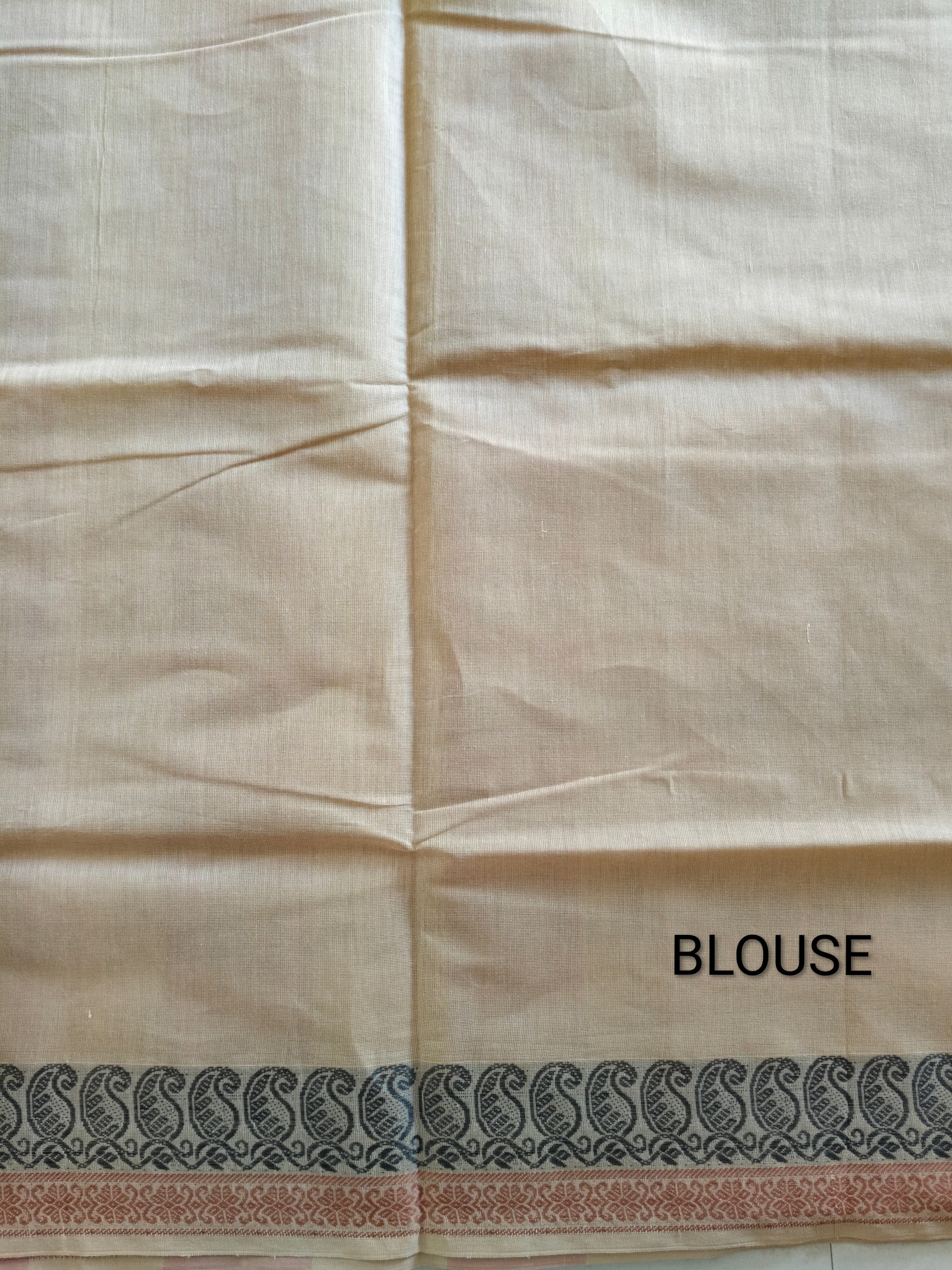 Beige and Nude pink cotton saree with buttas