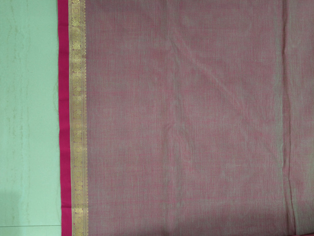 Pink golden zari cotton saree with small buttas & intricate pallu