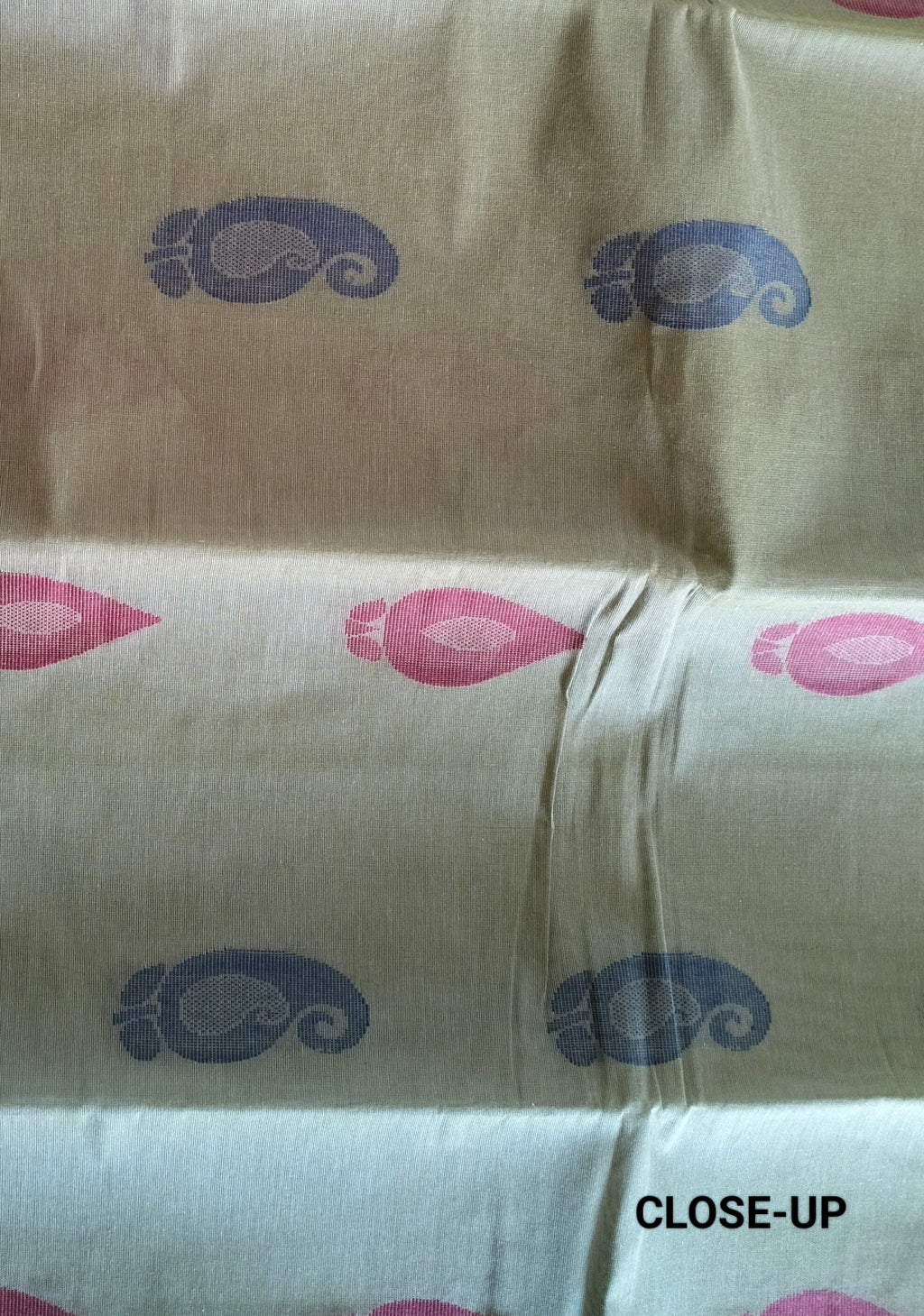 Grey Olive cotton saree with mango buttas